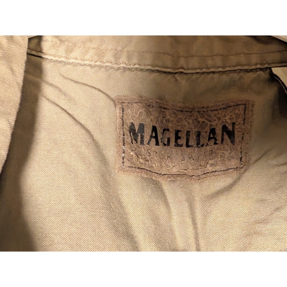 Magellan Sportswear Flannel Shirt Men's L Plaid Blue Beige Cotton‎ Long Sleeve - Picture 3 of 5